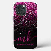 Coques Case-Mate iPhone Parties scintillant roses Monogrammes & Nom (Verso)