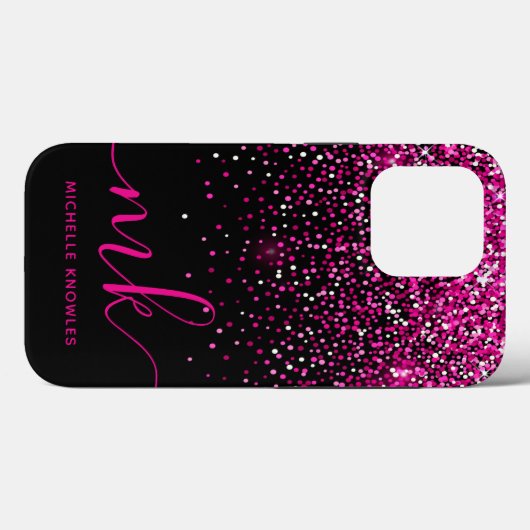 Coques Case-Mate iPhone Parties scintillant roses Monogrammes & Nom (Verso (horizontal))