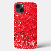 Coques Case-Mate iPhone Parties scintillant rouge avec nom (Verso)