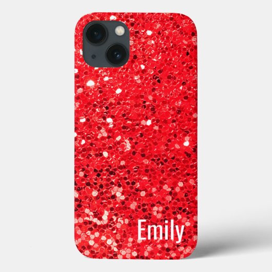 Coques Case-Mate iPhone Parties scintillant rouge avec nom (Verso)