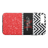 COQUES Case-Mate iPhone PARTIES SCINTILLANT ROUGE CHEVRON NOIR STRIPES MON (Dos (Horizontal))