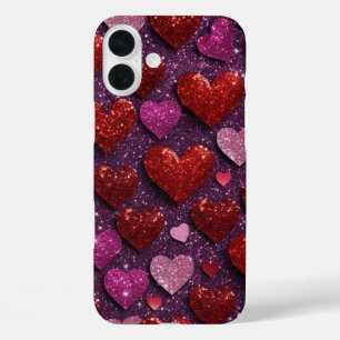 COQUES iPhone 16 PLUS PARTIES SCINTILLANT ROUGE ET ROSE RESSEMBLENT LES