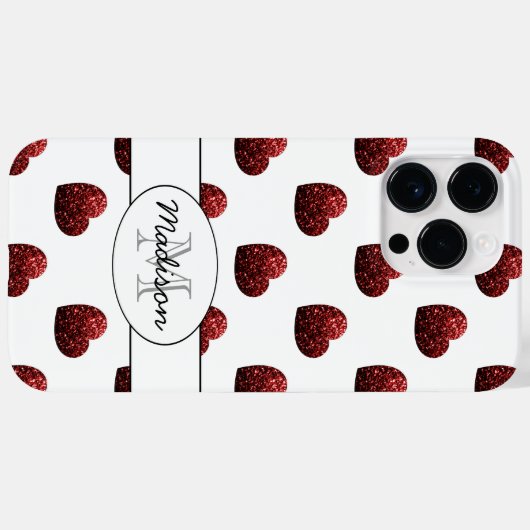 Coques Case-Mate iPhone Parties scintillant rouge étincelles Coeurs motif  (Verso (horizontal))
