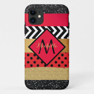 Case-Mate iPhone Case Parties scintillant rouge Noir Brush Stroke Monogr