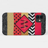 Coques Case-Mate iPhone Parties scintillant rouge Noir Brush Stroke Monogr (Dos (Horizontal))