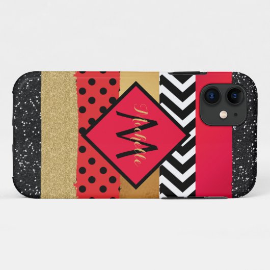 Coques Case-Mate iPhone Parties scintillant rouge Noir Brush Stroke Monogr (Dos (Horizontal))