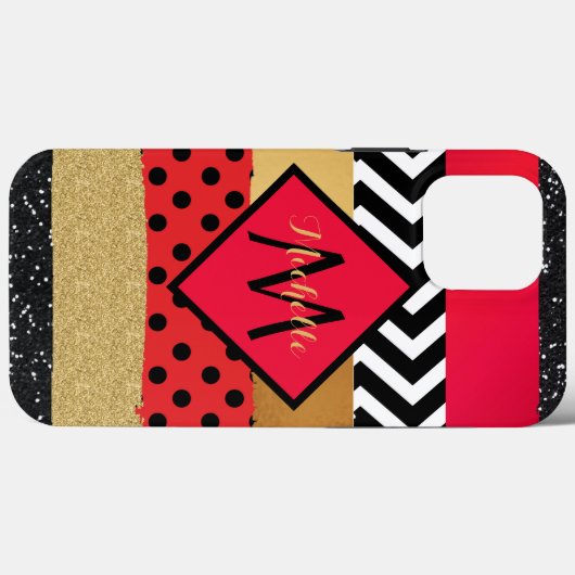 Coques Case-Mate iPhone Parties scintillant rouge Noir Brush Stroke Monogr (Verso (horizontal))