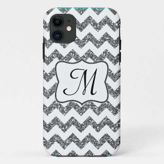 Coques Case-Mate iPhone Parties scintillant Silv moderne Chevron Monogramm (Dos)
