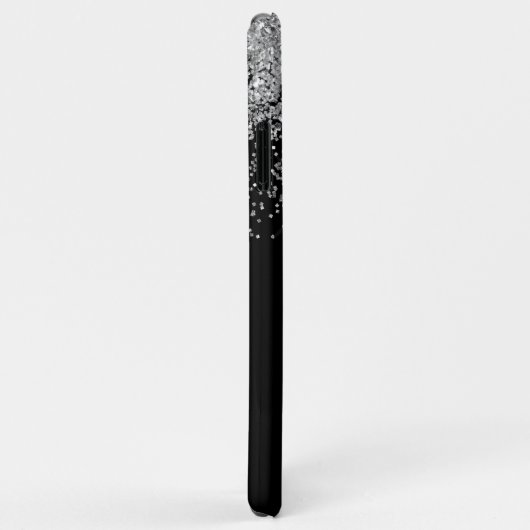 Coques Case-Mate iPhone Parties scintillant Silver Black Luxe Monogramme (Dos/Droite)