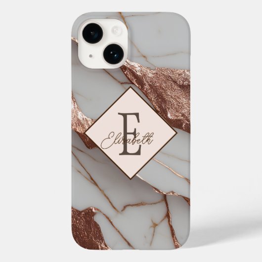 Coques Case-Mate iPhone Parties scintillant tendance en cuivre marbre (Verso)