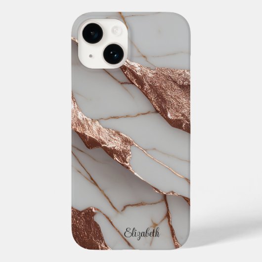 Coques Case-Mate iPhone Parties scintillant tendance en cuivre marbre (Verso)
