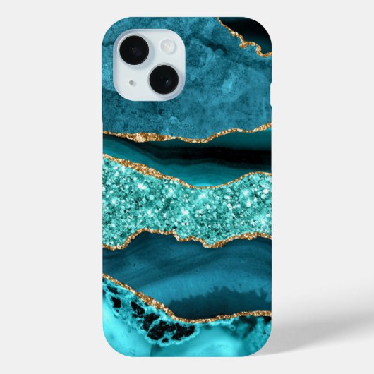 Coques Case-Mate iPhone Parties scintillant turquoise Blue Gold Aqua Turqu (Verso)