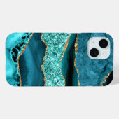 Coques Case-Mate iPhone Parties scintillant turquoise Blue Gold Aqua Turqu (Verso (horizontal))