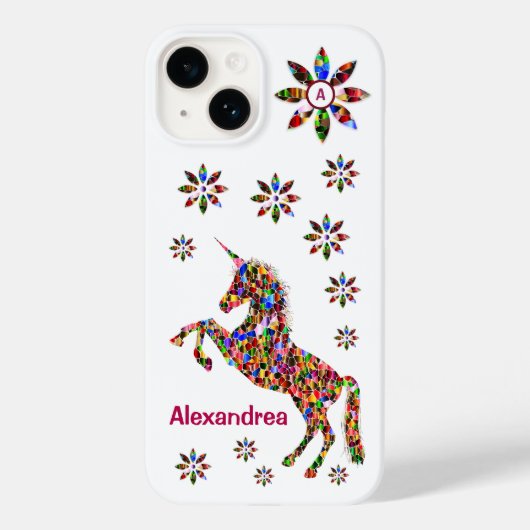Coques Case-Mate iPhone Parties scintillant Unicorn Imaginaire Fleurs Pers (Verso)