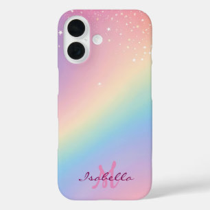 Coques iPhone 16 Parties scintillant Unicorne arc-en-ciel