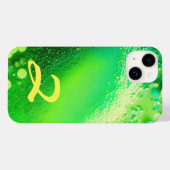 Coques Case-Mate iPhone Parties scintillant verte de chaux monogramme (Verso (horizontal))