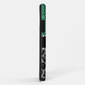 Coques Case-Mate iPhone Parties scintillant verte de menthe noire Monogram (Dos/Droite)