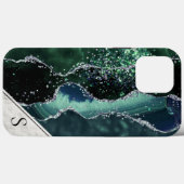 Coques Case-Mate iPhone Parties scintillant verte en argent Marbre Géode A (Verso (horizontal))