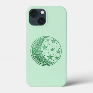 Case-Mate iPhone Case Parties scintillant verte Lune et étoiles Mandala