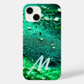 Coques Case-Mate iPhone Parties scintillant verte monogramme (Verso)