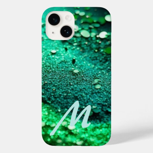 Coques Case-Mate iPhone Parties scintillant verte monogramme (Verso)