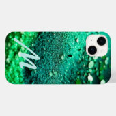 Coques Case-Mate iPhone Parties scintillant verte monogramme (Verso (horizontal))