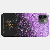 Coques Case-Mate iPhone Parties scintillant violet élégant Monogramme pers (Dos (Horizontal))