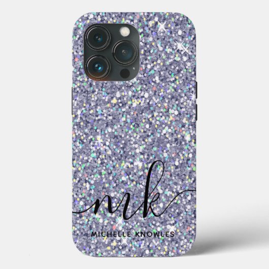 Coques Case-Mate iPhone Parties scintillant violet et bleu personnalisé Mo (Verso)