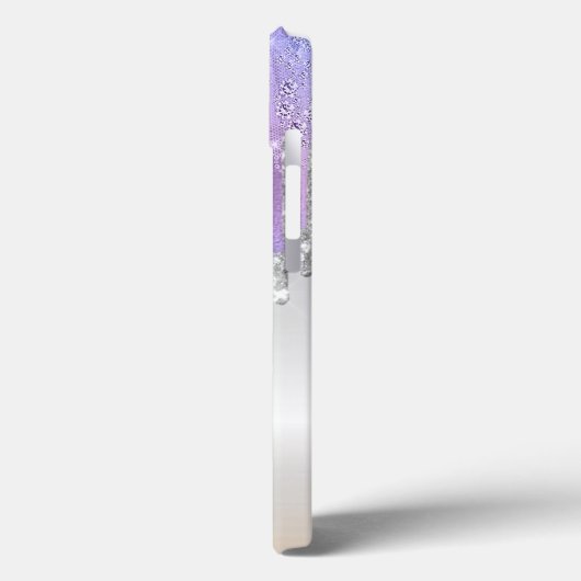 Coques Case-Mate iPhone Parties scintillant violet moderne, Argent, Monogr (Verso / Gauche)