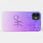 Coques Case-Mate iPhone Parties scintillant Violet Monogramme Étincelles G (Dos (Horizontal))