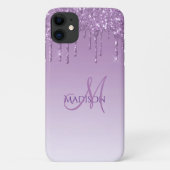 Coques Case-Mate iPhone Parties scintillant Violet Monogramme Étincelles G (Dos)