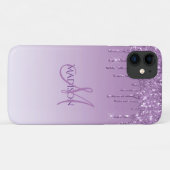 Coques Case-Mate iPhone Parties scintillant Violet Monogramme Étincelles G (Dos (Horizontal))