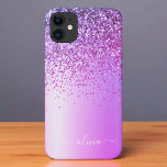Case-Mate iPhone Case Parties scintillant violet Monogramme Nom Luxury G<br><div class="desc">Purple Faux Foil Métallic Parties scintillant étincelante en métal brossé Monogramme Nom Téléphone. Cela rend le cadeau parfait pour 16 ans,  mariage,  douche nuptiale,  anniversaire,  baby shower ou bachelorette pour quelqu'un qui aime le luxe glam et les styles chic.</div>