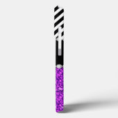 Coques Case-Mate iPhone Parties scintillant violet noir Chevron Monogramme (Verso / Gauche)