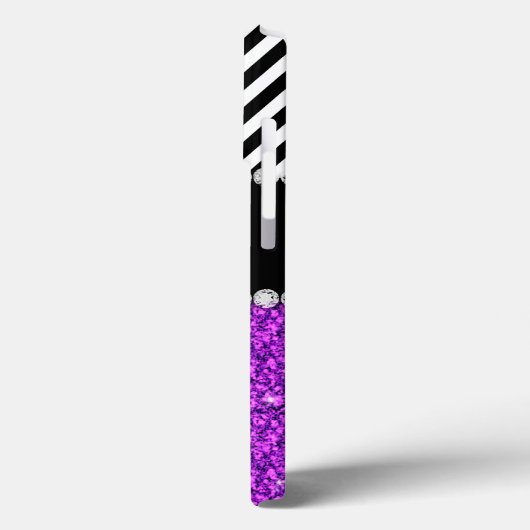 Coques Case-Mate iPhone Parties scintillant violet noir Chevron Monogramme (Verso / Gauche)