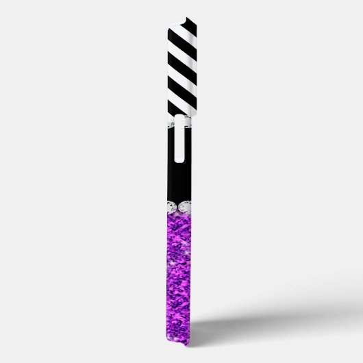 Coques Case-Mate iPhone Parties scintillant violet noir Chevron Monogramme (Verso / Droite)