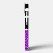 Coques Case-Mate iPhone Parties scintillant violet Pois blancs Monogramme (Verso / Gauche)