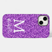 Coques Case-Mate iPhone Parties scintillant violet tendance Monogramme Nom (Verso (horizontal))