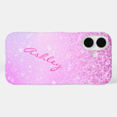 Coques Case-Mate iPhone Parties scintillant violette et étoiles blanches, (Verso (horizontal))