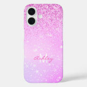 Coques Case-Mate iPhone Parties scintillant violette, Étoiles blanches Nom (Verso)
