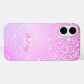 Coques Case-Mate iPhone Parties scintillant violette, Étoiles blanches Nom (Verso (horizontal))
