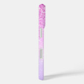 Coques Case-Mate iPhone Parties scintillant violette, Étoiles blanches Nom (Verso / Droite)