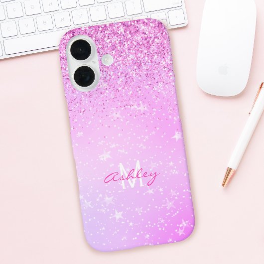 Coques Case-Mate iPhone Parties scintillant violette, Étoiles blanches Nom