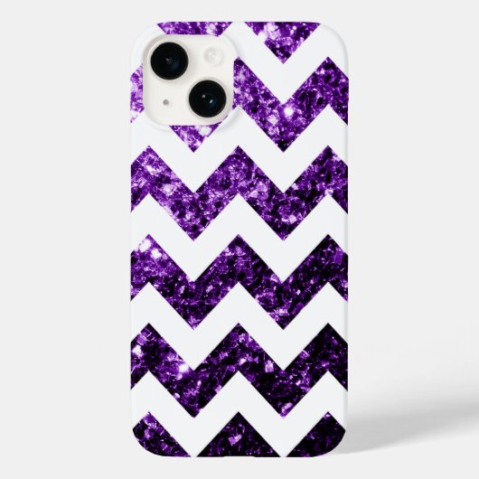 Coques Case-Mate iPhone Parties scintillant violette foncée et Chevron bla (Verso)