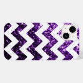 Coques Case-Mate iPhone Parties scintillant violette foncée et Chevron bla (Verso (horizontal))