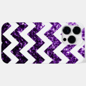 Coques Case-Mate iPhone Parties scintillant violette foncée et Chevron bla (Verso (horizontal))