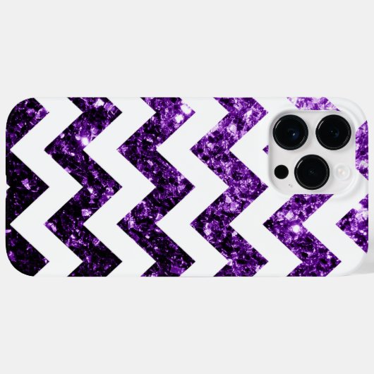 Coques Case-Mate iPhone Parties scintillant violette foncée et Chevron bla (Verso (horizontal))