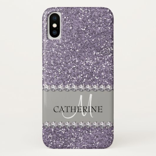 Coques Case-Mate iPhone Parties scintillant violette, pierres de diamant, (Dos)