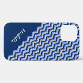 Coques Case-Mate iPhone Parties scintillantes argentées bleues Chevron (Verso (horizontal))