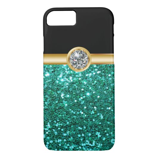 Coques Case-Mate iPhone Parties scintillantes Bling de turquoise (Dos)